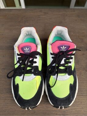 adidas Purple Neon Green Pink Accent Athletic Sneakers